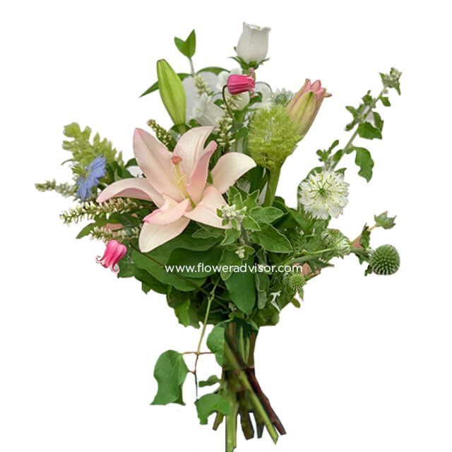 Lily & Wild Flower Bouquet - Get Well Soon