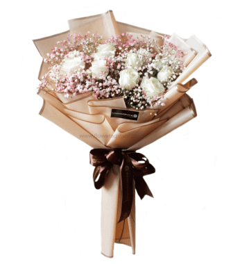 Pure Bouquet Of White Roses - White Love Forever - Anniversary