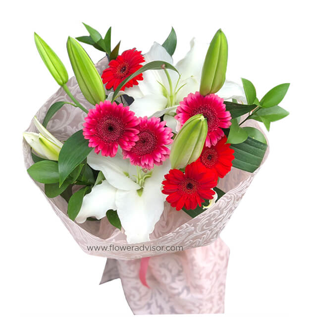 Oriental Lily & Gerbera Bouquet - Get Well Soon