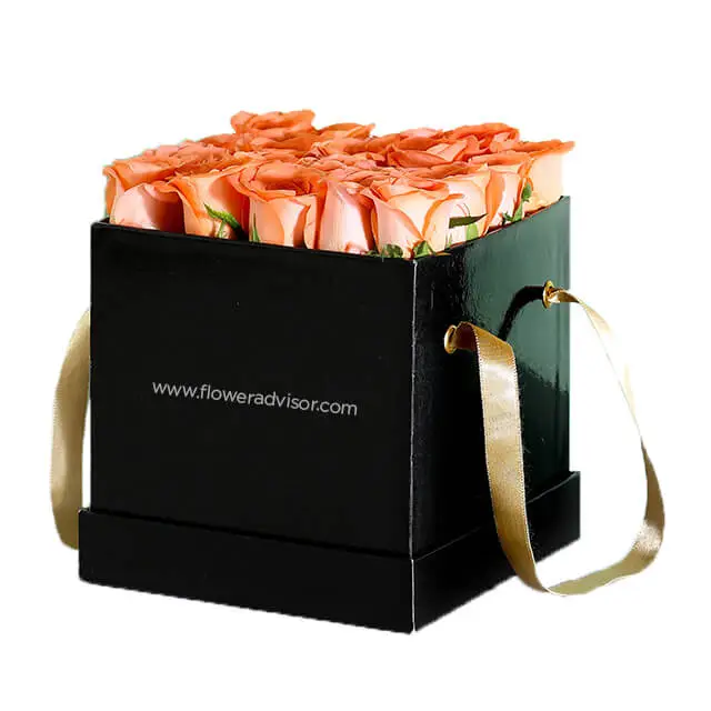 Elegant Box Of Orange Roses - Birthday