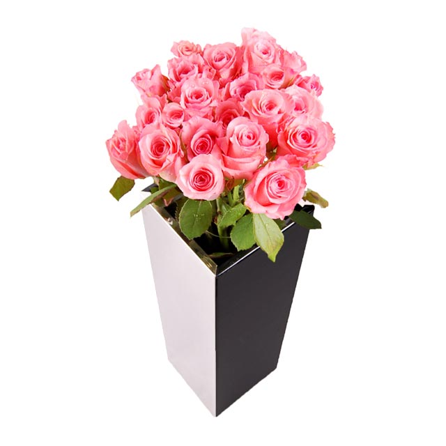 2 Dozen Pink Roses - Table Flowers