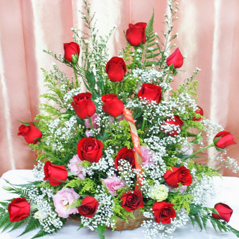 A Basketful of Red - Table Flowers