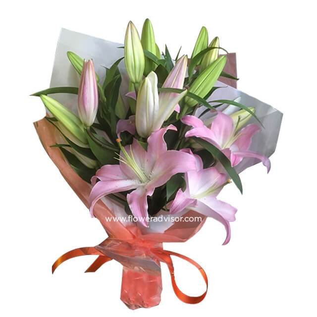 Oriental Lily Bouquet - Get Well Soon