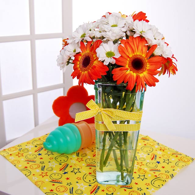 Orange Gerberas and Daisy - Table Flowers
