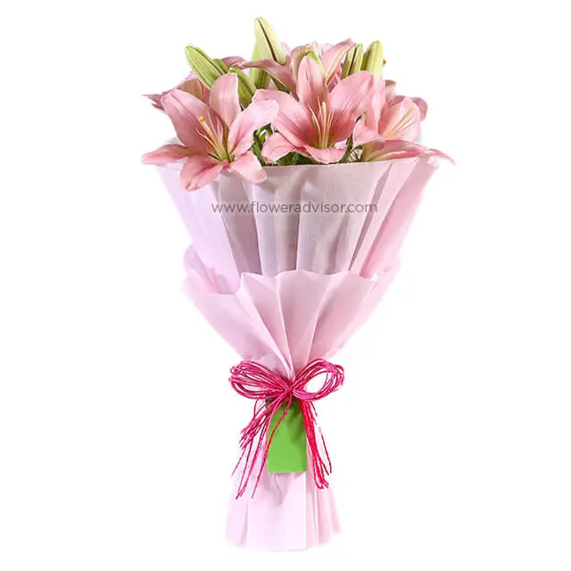 Pink Asiatic Lilies - Hand Bouquets
