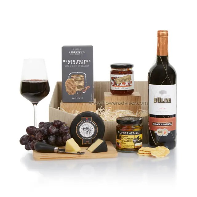 Gourmet Cheese and Wine Gift Tray - Wine Gifts Basket