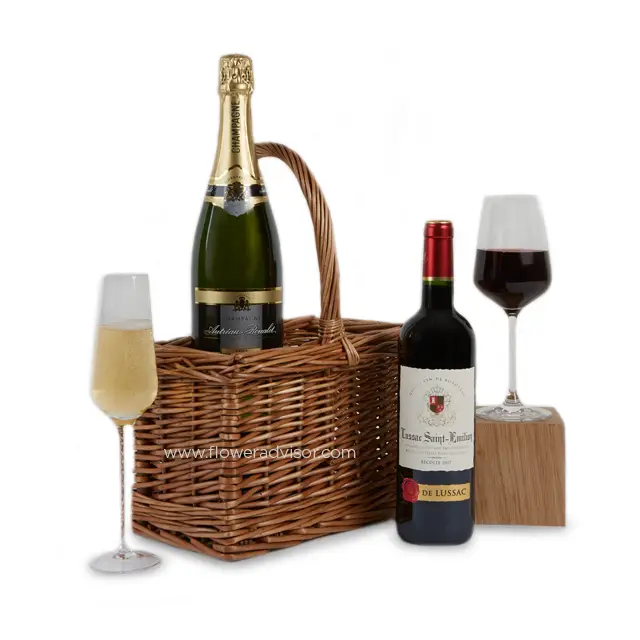 The Luxury Champagne and Red Wine Duo - Wine Gifts Basket