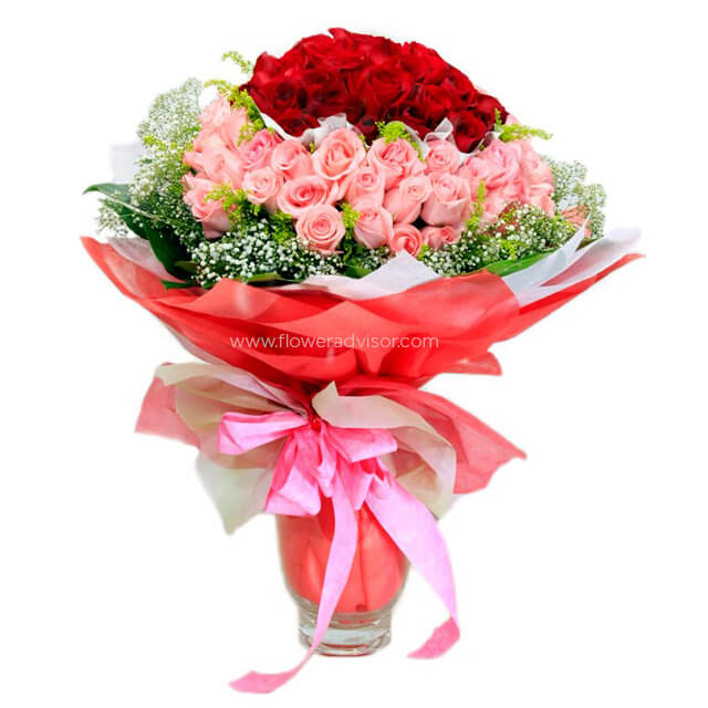 Mix Rose Bouquet - Peachy  Keen - Anniversary