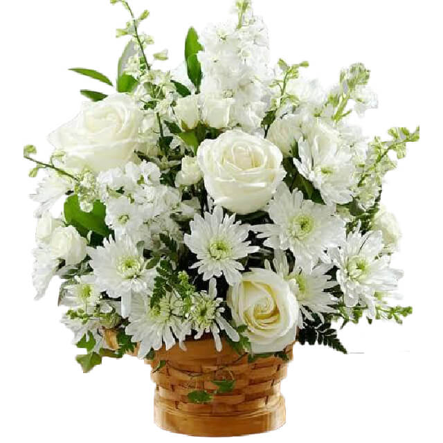Condolences in White - Wine Gifts Basket