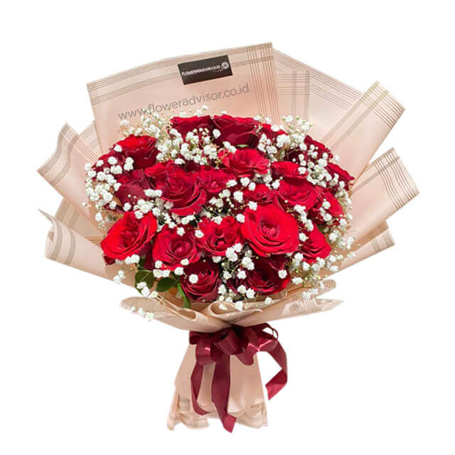 Heart Warmth - 20 Premium Red Roses Bouquet - Anniversary