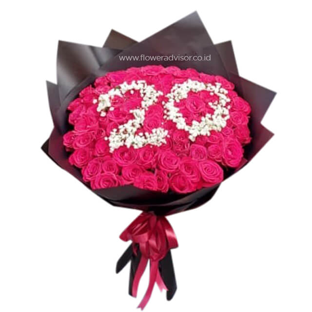 Jardin de Printemps - 100 Red Roses With Fillers - Birthday