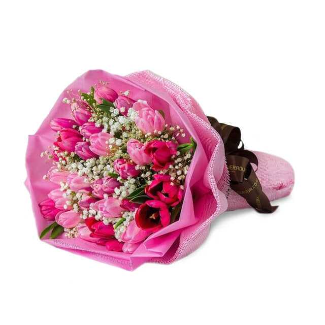 Joyous Pink - Grande Tulip Bouquet - Anniversary