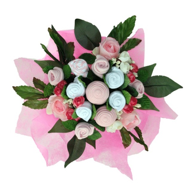 Baby Girl with Artificial Flowers - Baby Gifts