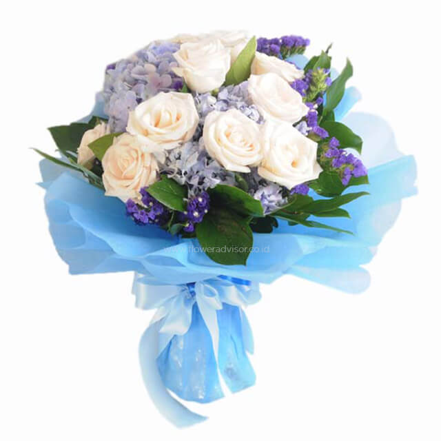 Crystal Fair - Hydrangea Bouquet with Roses - Thank You