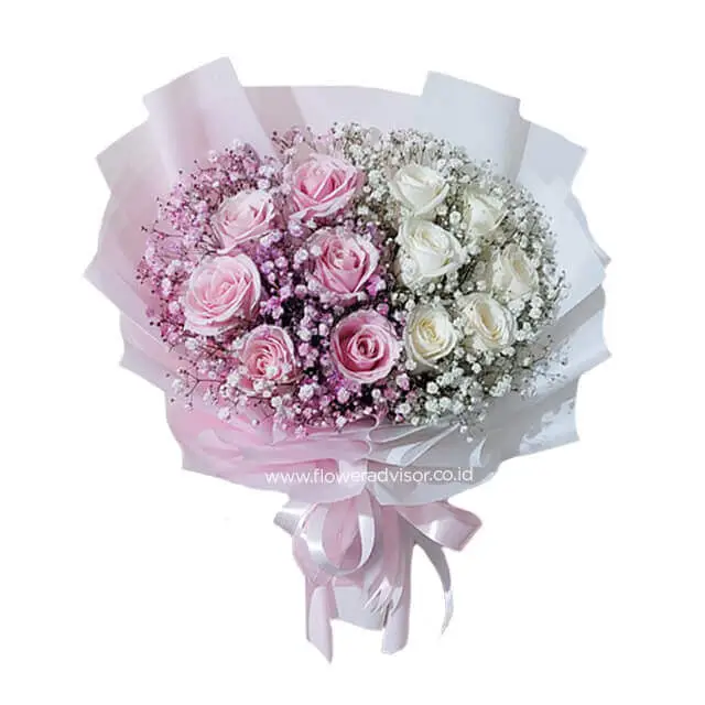 Mixed Rose Bouquet of Purple and White - Flora Bling - Wedding