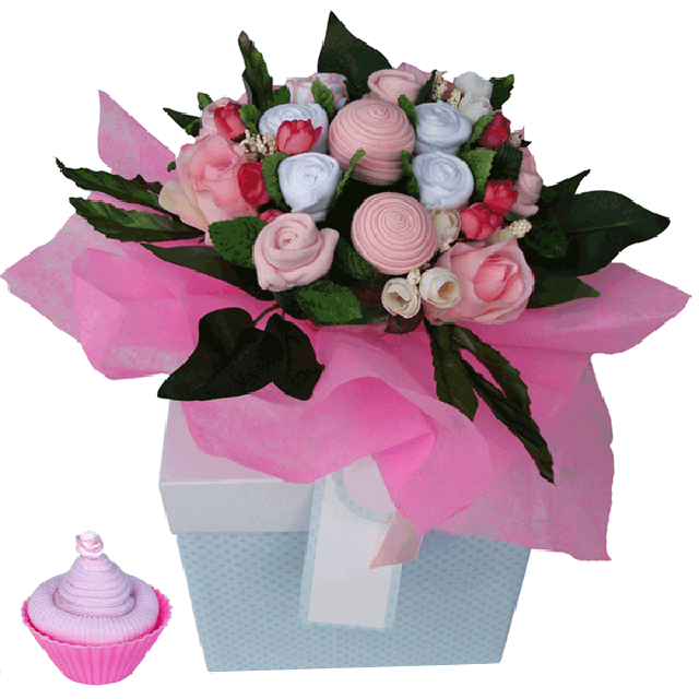 Pink Bouquet & Cupcake - New Borns