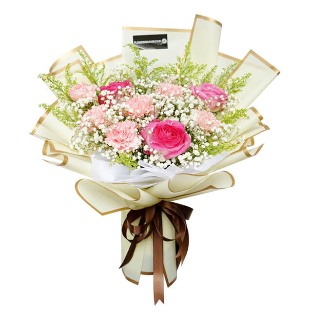 Pink Petal Elegance Hand Bouquet - Valentine's Day