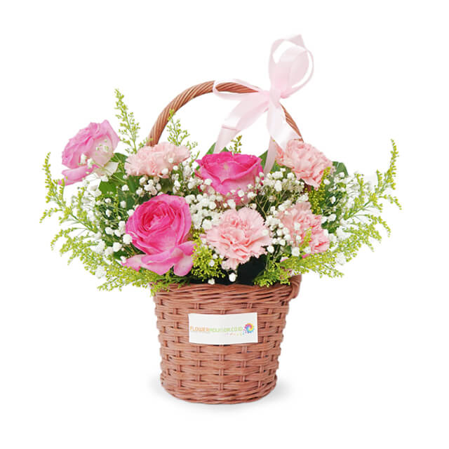 Pink Blossom Delight Basket - Mother's Day Bouquet 2024 - Mothers Day