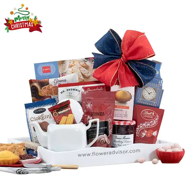 CHRISTMAS 2022 - Tea and Snacks Gift Basket - Christmas
