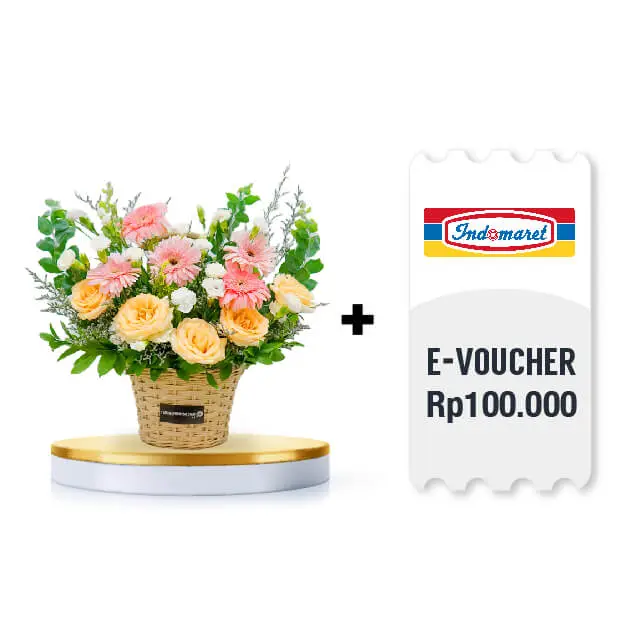 Bouquet Bliss with eVoucher Digital Indomaret value Rp 100.000 - FA x Brand Voucher