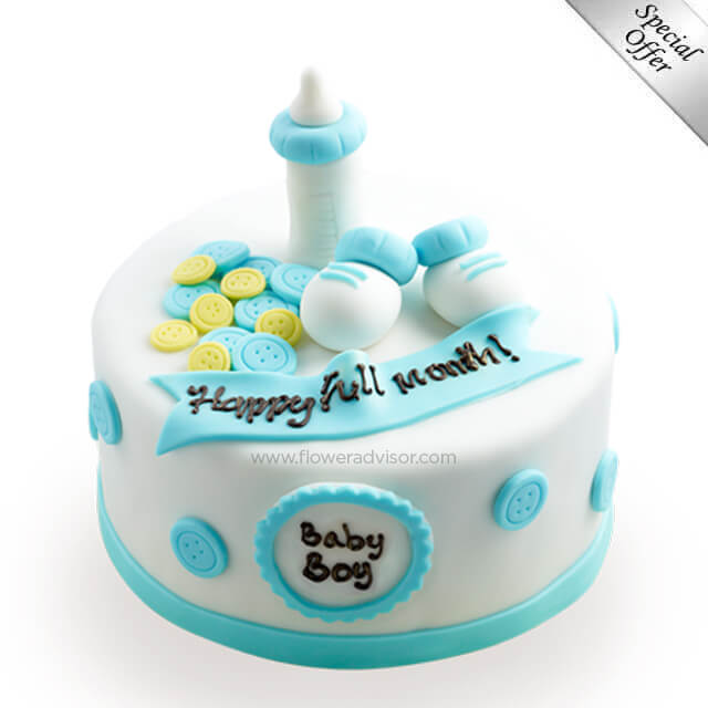 Baby Cheers (Blue) Fondant Cake - Baby Gifts
