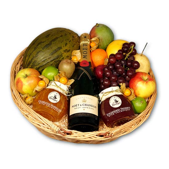Super Sweet Champagne Fruit Basket - Fruits Baskets