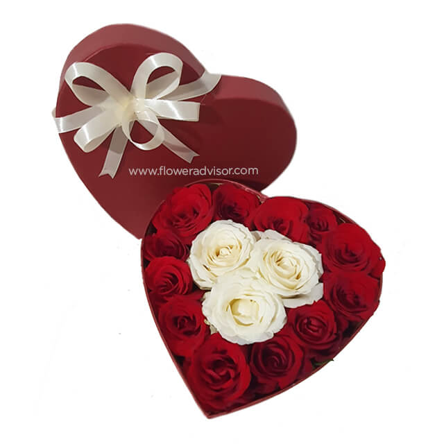 Red White Heart - Flower Box