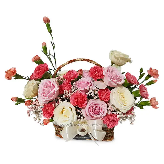 Elegant Mixed Basket Arrangement - Mix Bunch - Table Flowers