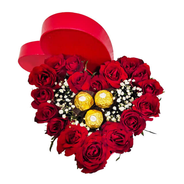Heartful Gold Red Roses - Valentine's Day