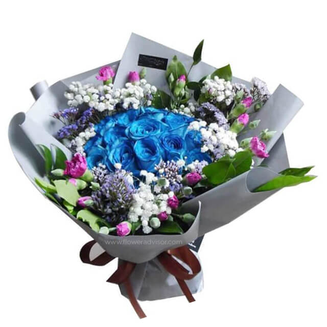 Blue Rose Bouquet - Lilo (Special Offer Product) - Congratulations
