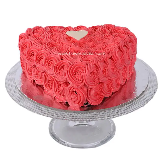 Hot Red Heart Cake 1kg - Birthday