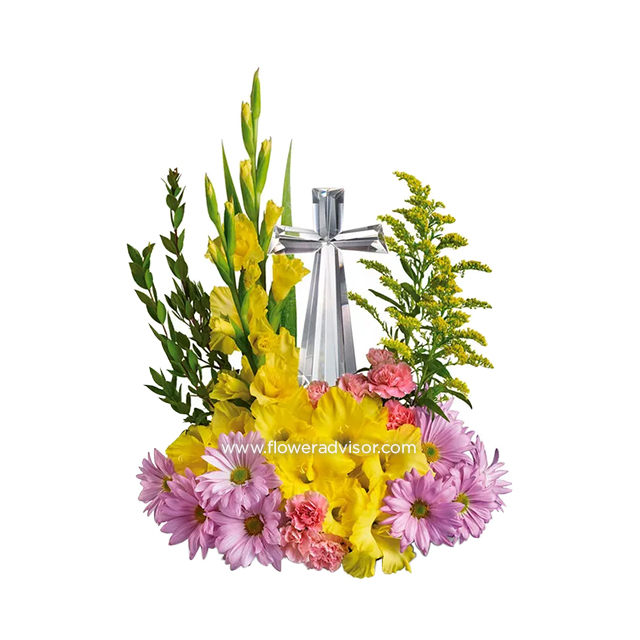 Crystal Cross Bouquet - Condolence
