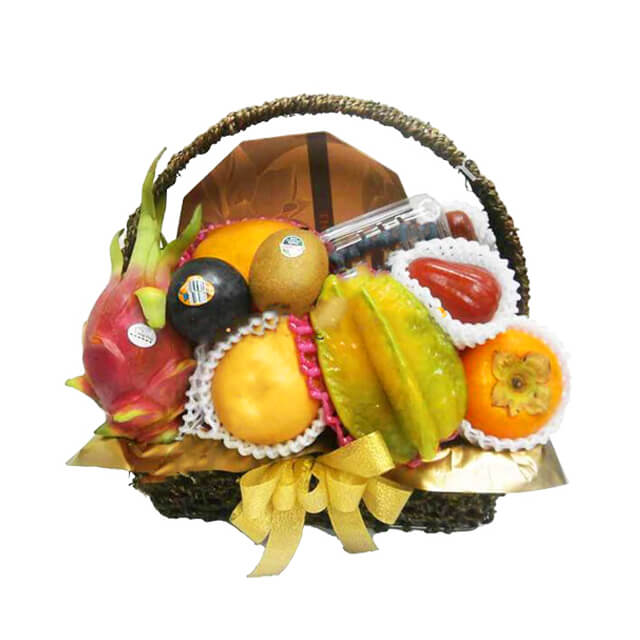 Elegant Fruit & Mooncake Basket with Organza Lace - MAF 2024 - Mid-Autumn Festival