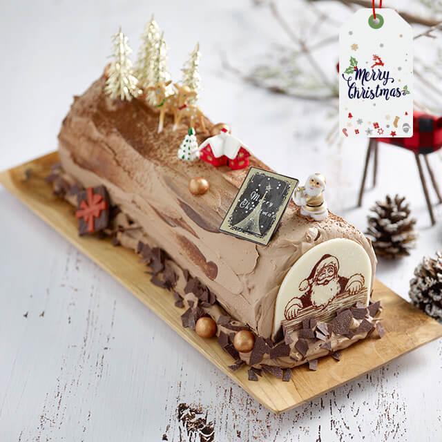 Chocolate Chestnut Praline Log Cake - Christmas