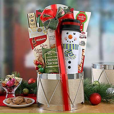 Holiday Drum and Sweets Assortment Gift Basket - Christmas