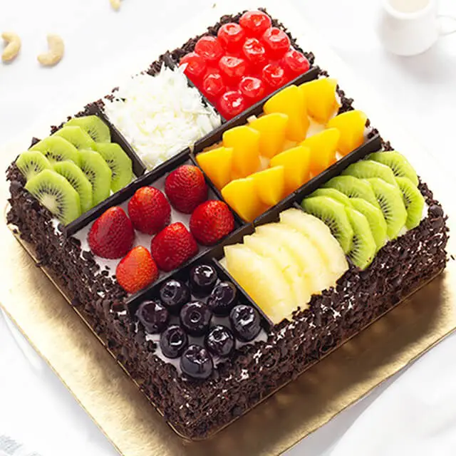 Square Multi-Fruit Birthday Cake - Birthday