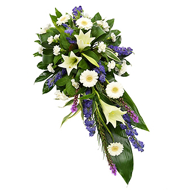 Funeral Arrangement in white-purple - Sympathy