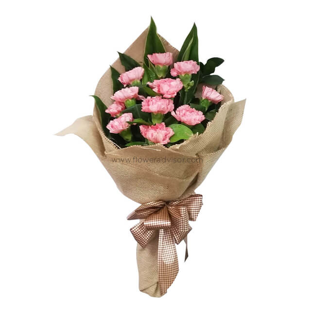 Lovely 12 Carnations Bouquet - Unforgetable Sweety - Mothers Day