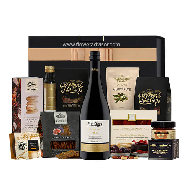 Red Wine & Nibbles Hamper - Thank You