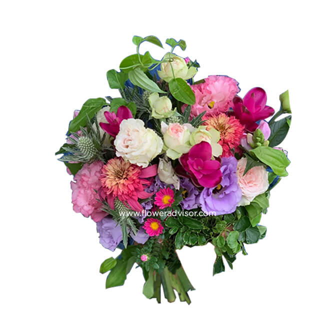 Deep Pink & Purple Seasonal Bouquet - Get Well Soon