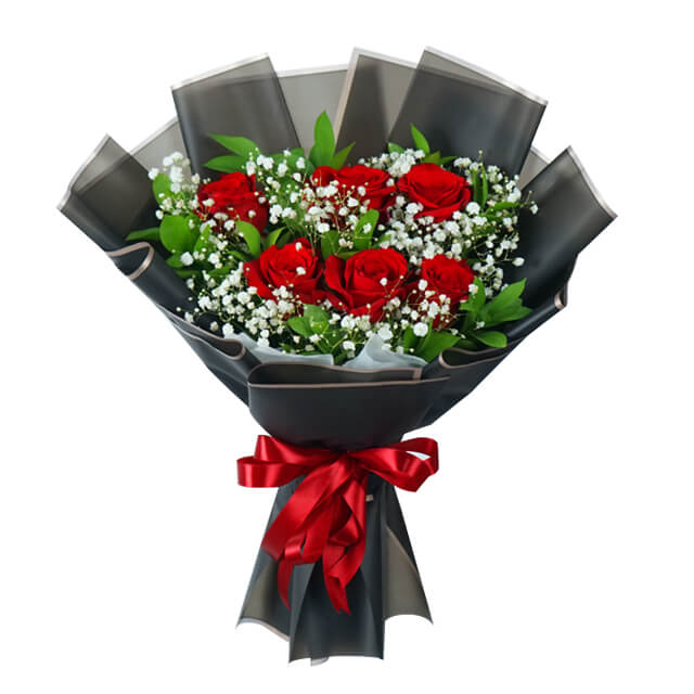 6 Red Rose Bouquet - The Reds - Anniversary