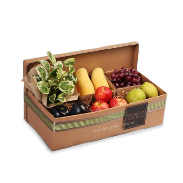A Box of Fresh Fruits and Flowers - Get Well Soon