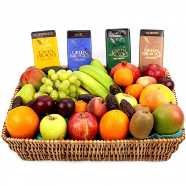 Green And Black Fruit Basket - Get Well Soon