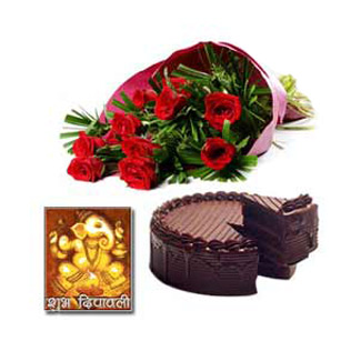 Diwali Flower and Cake - Deepavali