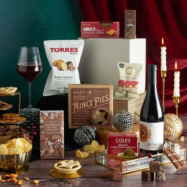 Red Wine & Festive Treats Hamper (Vegan) - Christmas 2023 - Christmas