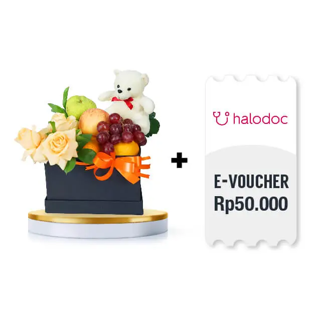 Hampers Buah Fruity Delights with Halodoc MCU e-voucher Rp 50.000 - FA x Brand Voucher