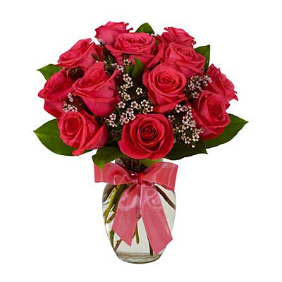 Hot Pink Rose Bouquet - Valentine's Day
