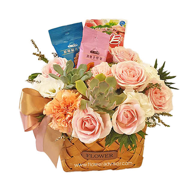 Succulents Candy Flower Basket - Get Well Soon