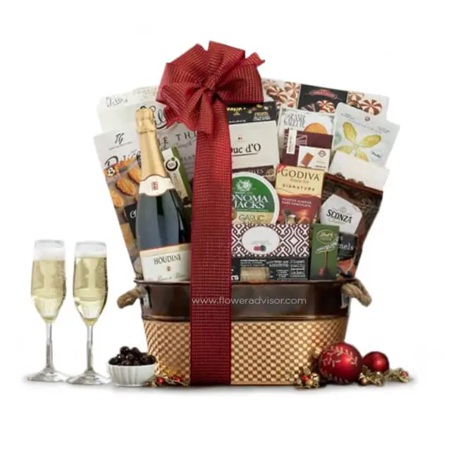 Christmas 2020 - Houdini Blanc de Noir Champagne Wine Basket - Christmas