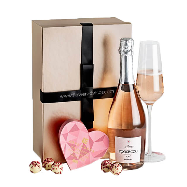 Prosecco Rosé & Truffles Hamper - Wine Gifts Basket